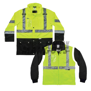Premium Standard Reflective Bomber <b>Jacket</b> <b>High</b> <b>Visibility</b> Outer Rain Shell Thermal Fleece Zip-Off Sleeves Canvas Quick Dry <b>High</b> - Product Image 5