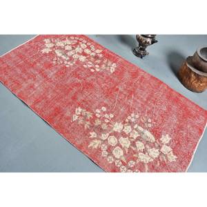Tapis turc vintage rouge blanc Patchwork Design grande surface 3.6x6,9 pieds laine avec support en latex pour couloir chambre - Product Image 4