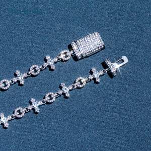 Collier Moissanite pour hommes de haute qualité en argent sterling 925 10mm Micro Pave Cross Link Chain - Product Image 5