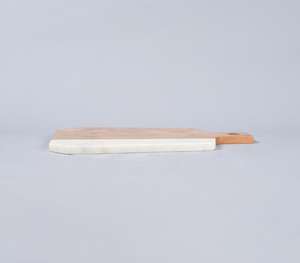 ถาดเสิร์ฟชีสไม้สองสีสุดหรูหรา พร้อมหินอ่อนและหูจับ สำหรับวางบนเคาน์เตอร์ครัวทันสมัย ขายส่ง - Product Image 3