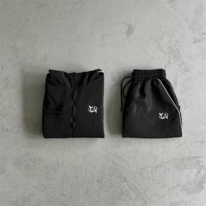 Chaqueta cortavientos con cremallera OEM personalizada para hombre, conjuntos de pantalones cortos de dos piezas, chándal de nailon cortavientos con logotipo personalizado para hombre, conjuntos de chándal para hombre - Product Image 5