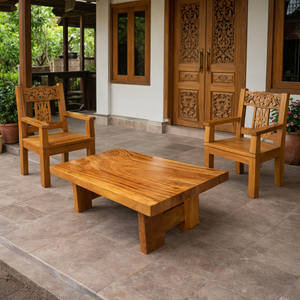 Mesa de Centro Moderna de Madera Maciza de Monkey Pod o Suar con Tapa Cuadrada, Acabado de Grano de Madera Natural y Diseño Duradero para Sala de Estar - Product Image 3