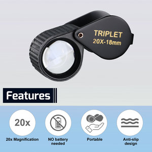Chất lượng cao 20x Độ phóng đại đồ trang sức công cụ quang Triplet ống kính 18 mét foldaway Thiết kế kim loại cơ thể đen Loupe - Product Image 2
