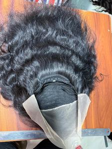 Super doble dibujado Pixie Curl Raw indio Peluca de cabello humano 250 densidad Natural negro encaje tupé hecho a máquina peluca para mujeres - Product Image 6