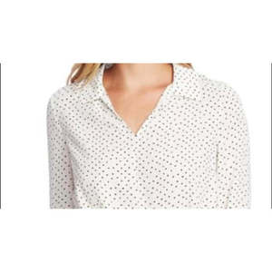 Vince Camuto Top da donna Ditsy Fragments con cintura, manica lunga, top in maglia bianca, taglia piccola - Product Image 2