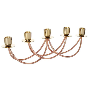 Candelero de Metal recubierto de oro decorativo de mesa para decoración de boda, soporte de pilar de vela de hierro, vela de diseño Simple - Product Image 4