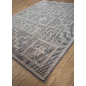 Tapis en laine noué à la main, gris thym et noir, motif géométrique et abstrait, pour la maison, couloir, salon - AKWL-1283 - Product Image 2