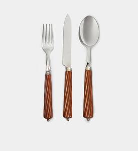 Couverts à manche en résine orange avec tête finie en argent Couverts de qualité supérieure idéaux pour les fêtes à la maison et les hôtels - Product Image 6