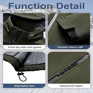 Repelente al agua a prueba de viento respetuoso con el medio ambiente cuello alto logotipo frontal Vintage personalizable chaqueta Softshell para invierno mantener el calor - Product Image 5