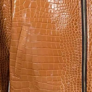 Nueva Colección Otoño Invierno, Chaqueta de Cuero Casual para Hombre, Estilo Europeo Americano, con Cuello Alto, Logotipo Frontal - Product Image 6