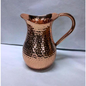 Jarra de cobre puro hecha a mano de 1200ml, jarra de agua con diseño martillado de United Trade World para teteras y teteras - Product Image 6