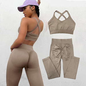 Elegante Casual Fitness Yoga Sets para mujeres Transpirable Gimnasio Entrenamiento Leggings con patrón sólido Ropa activa para entrenamiento de gimnasio - Product Image 5