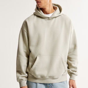 Logo personnalisé sweats à capuche unis surdimensionnés épais unisexe coton doux de haute qualité 400 GSM sweats à capuche en coton éponge français - Product Image 2