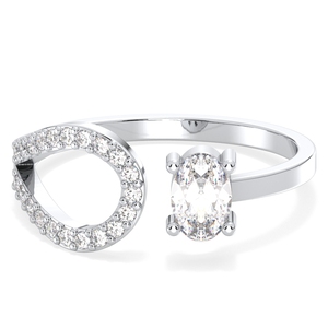 Bague Réglable en Or Massif 14K avec Moissanite de Coupe Ovale de 0,54 Carat, Design Classique REYES, Cadeau de Fiançailles de Luxe pour Femmes - Product Image 1