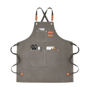 Tabliers en toile de coton avec logo personnalisé avec 3 poches Tabliers imperméables pour adultes à usage quotidien à la maison avec sangle réglable - Product Image 1