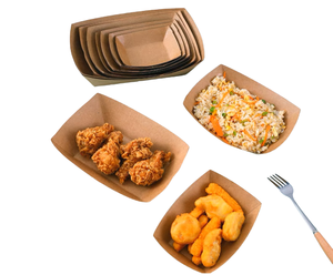 Assiette <span class=keywords><strong>de</strong></span> bac à hot-dog en <span class=keywords><strong>carton</strong></span> alimentaire brun ou blanc jetable personnalisé pour restauration rapide - Product Image 2