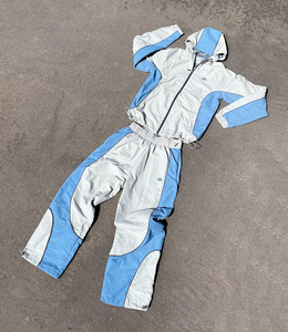 Ensemble survêtement personnalisé avec broderie veste zippée de jogging pantalon de survêtement en nylon veste d'extérieur coupe-vent survêtements pour hommes de haute qualité - Product Image 3
