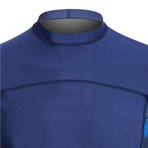 Chemise de compression à manches longues pour homme, protection UV UPF 50, surf, plongée, natation, BJJ, MMA, spandex, nylon, bleu marine, logo personnalisé - Product Image 4