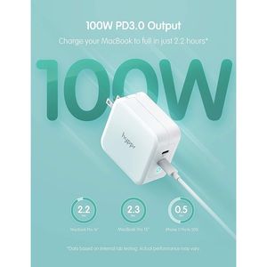 Caricabatterie USB C PD Hyppr 100W con Cavo da 1,2 Metri, Caricatore Rapido da Parete per Macbook, Ideale per Viaggi - Product Image 4
