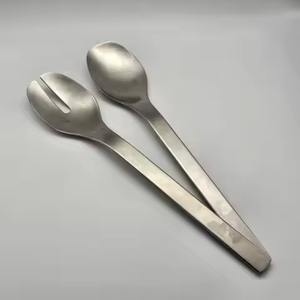 Elegant Salad Server Set with White Handles Stylish <b>Serving</b> <b>Spoon</b> and Fork for Kitchen Dining Table Wedding Party Hotel Use - Product Image 2