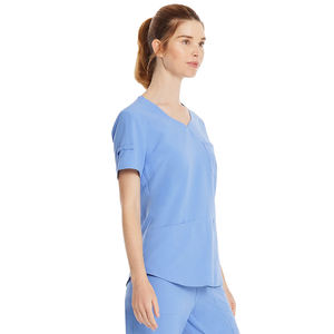 Uniforme Médico para Mujer, Estilo Doctora, Conjunto de 2 Piezas, Color Azul Cielo, Cuello Redondo - Product Image 3