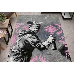 Alfombra con Diseño de Banksy Girl: Alfombra Abstracta de Estilo Urbano, Alfombra Suave No Tejida - Product Image 3