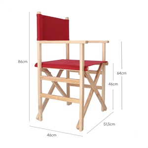 Sedia da Regista WELL HOME in Legno di Faggio con Finitura a Olio e Tela Granata 51x46x86 cm - Product Image 3