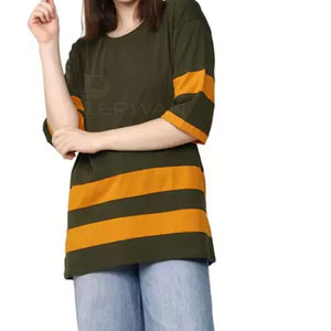 T-shirts décontractés surdimensionnés pour femmes avec manches courtes respirant coton Polyester solide Jersey tissu T-shirts confortables - Product Image 4