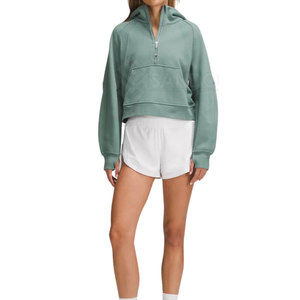 เสื้อฮู้ดดี้สตรีทแวร์สีพื้นรุ่นใหม่ล่าสุดสำหรับฤดูหนาว ผ้าฝ้าย 100% ซิปครึ่งตัว ระบายอากาศได้ดี ขายส่ง - Product Image 2