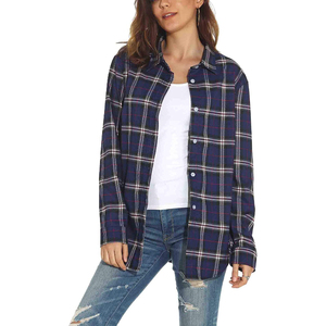 Automne décontracté femmes flanelle bouton chemises 100% coton col tournant haute qualité manches larges - Product Image 4