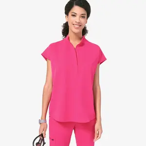 Diseño Premium de alta calidad Unisex precio barato bata de laboratorio de manga corta OEM mujeres médico enfermera Scrub uniformes clínicos uniformes