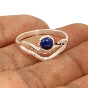 Bague en argent 925 avec pierre précieuse naturelle lapis-lazuli, alliance éternelle en or vermeil 18 carats, cadeau personnalisé pour mariage, argent sterling massif pour femmes - Product Image 6