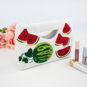 Bolso de mano portátil unisex, bolso de mano de paja tejido con lentejuelas coloridas con sobre bordado para banquete, forro de lona, cierre de botón - Product Image 4