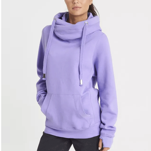 Col croisé coton polaire solide poche pull à capuche chaud élégant unisexe hiver S-3XL - Product Image 1