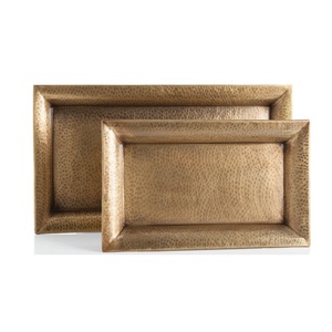 Bandeja rectangular de tamaño personalizado para servir, diseño de martillo de Latón chapado en cobre para el hogar, hoteles, desayuno, café, comida, servicio decorativo - Product Image 1