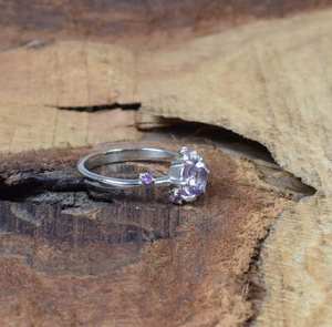Bague en argent sterling 925 avec améthyste violette Bijoux de créateur en pierres précieuses naturelles - Product Image 2