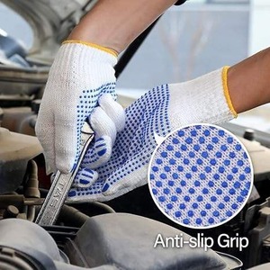 Hombres Mujeres Heavy Duty Pvc Punteado Agarre firme Antideslizante Utilidad Guantes de trabajo de punto de algodón para construcción Jardinería - Product Image 3