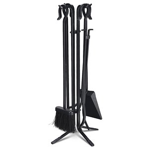 Support à bois de chauffage accessoires de cheminée avec 4 pièces ensemble d'outils de cheminée-pinces à balai de Poker et pelle à feu pour la décoration de la maison - Product Image 2