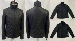 <b>Men</b> American Letterman Baseball School Team Varsity <b>Jacket</b> Black Real Leather Sleeves Black/<b>White</b> Lines - Product Image 5