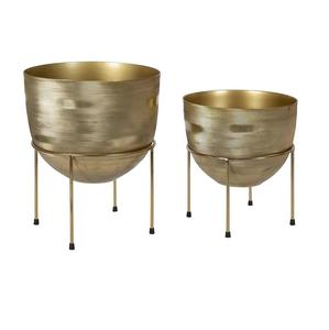 Pots de fleurs ronds décoratifs pour la maison moderne en fer Jardinières de jardin élégantes pour fleurs et herbes Plateaux de pots pour le jardin - Product Image 1