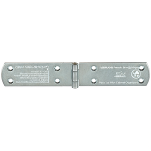 VORMANN French Box Hinge 38mm Height 300mm Width 2.5mm Thickness Steel Blue Zinc-Plated Pack Size 10 for Cabinet Organizers - Product Image 3