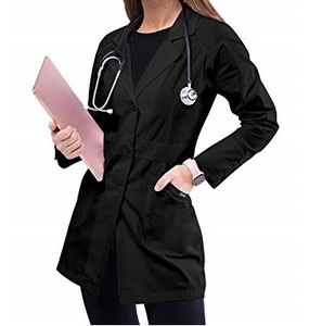 Blouse de laboratoire unisexe neuve, à manches longues, respirante, de qualité supérieure, de couleur noire, uniformes d'hôpital, blouses de laboratoire - Product Image 5
