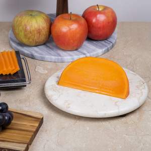 แผ่นรองชีสหินอ่อนสีเบจรอบหินอ่อนสีเบจแผ่นรองเสิร์ฟหินอ่อนสีเบจ - Product Image 4