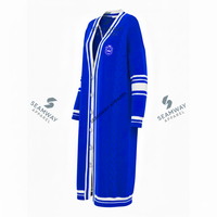 Kardigan Panjang Zeta Phi Beta, Rajutan Duster untuk Wanita, Sweater Rajut Kabel Akrilik