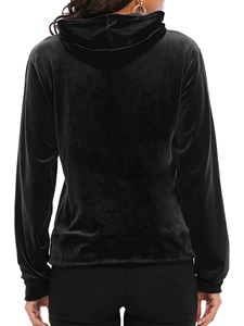 Sweat à capuche en velours pour femme avec logo OEM, qualité supérieure, séchage rapide, doux, confortable, anti-rides, respirant, pour femme - Product Image 4