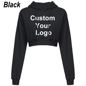 Sudadera con capucha de algodón para mujer con logotipo personalizado, abrigo superior corto, Jersey deportivo, Tops con capucha, ropa de otoño e invierno para mujer - Product Image 2