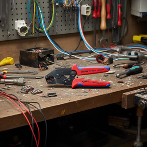 เครื่องมือจีบสายไฟแบบไม่หุ้มฉนวน Knipex รุ่น Short Design แบบขัดเงา สำหรับขั้วต่อแบบเปิด ขนาดปลั๊ก 2.8+4.8 มม. - Product Image 3