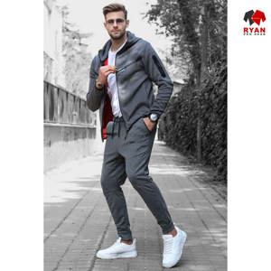 Survêtement sur mesure pour homme avec fermeture éclair, col à capuche et logo personnalisé, conception ODM - Product Image 5