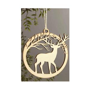 Ornements suspendus artistiques de Noël en bois réglés avec la finition naturelle parfaite pour la décoration de vacances - Product Image 4