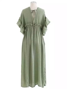 2023 bohème floral col en V robe élégante Boho Style vente chaude femmes demi manches Maxi robe parole longueur Floral élégant - Product Image 4